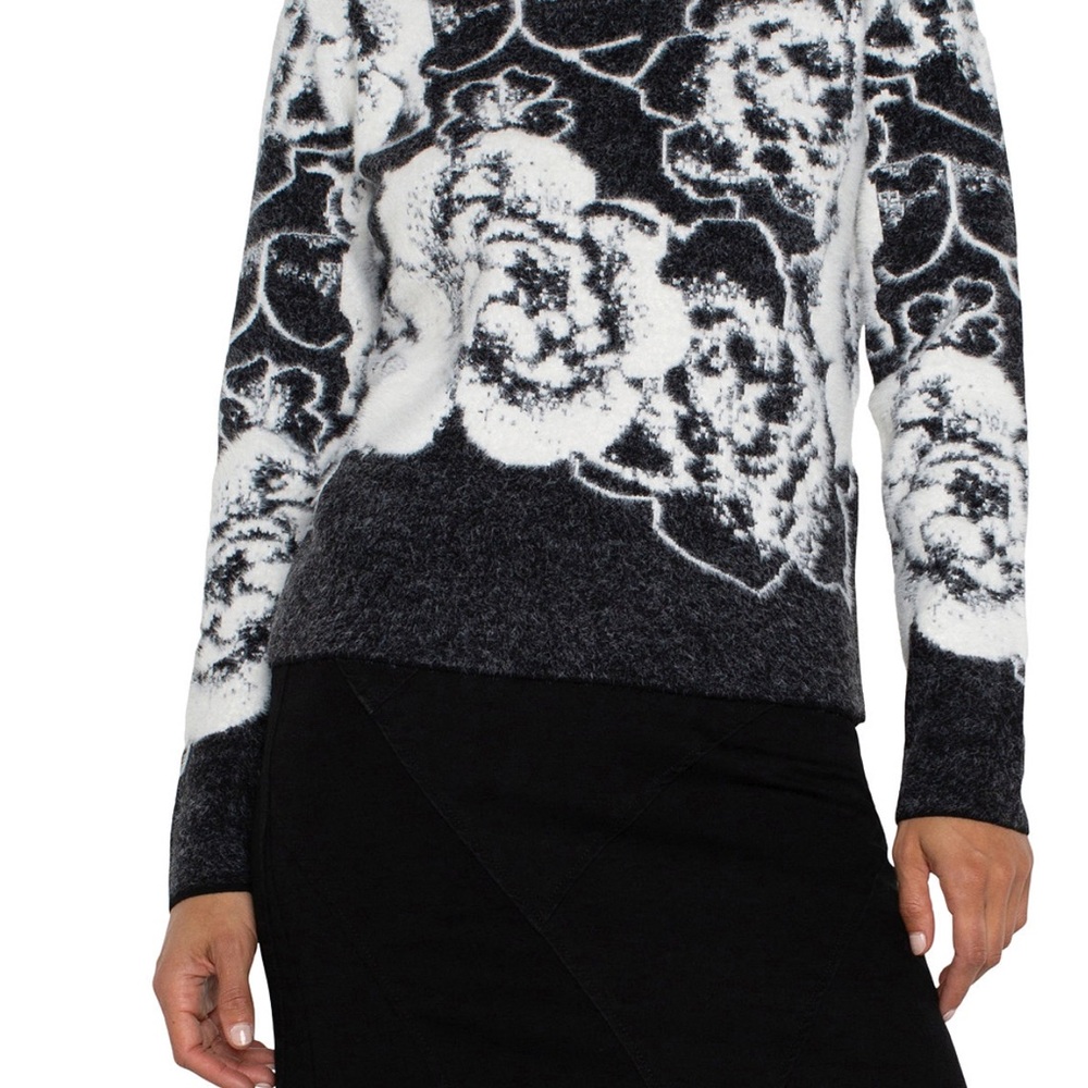 Floral Black and White Sweater - Picture 2 of 4